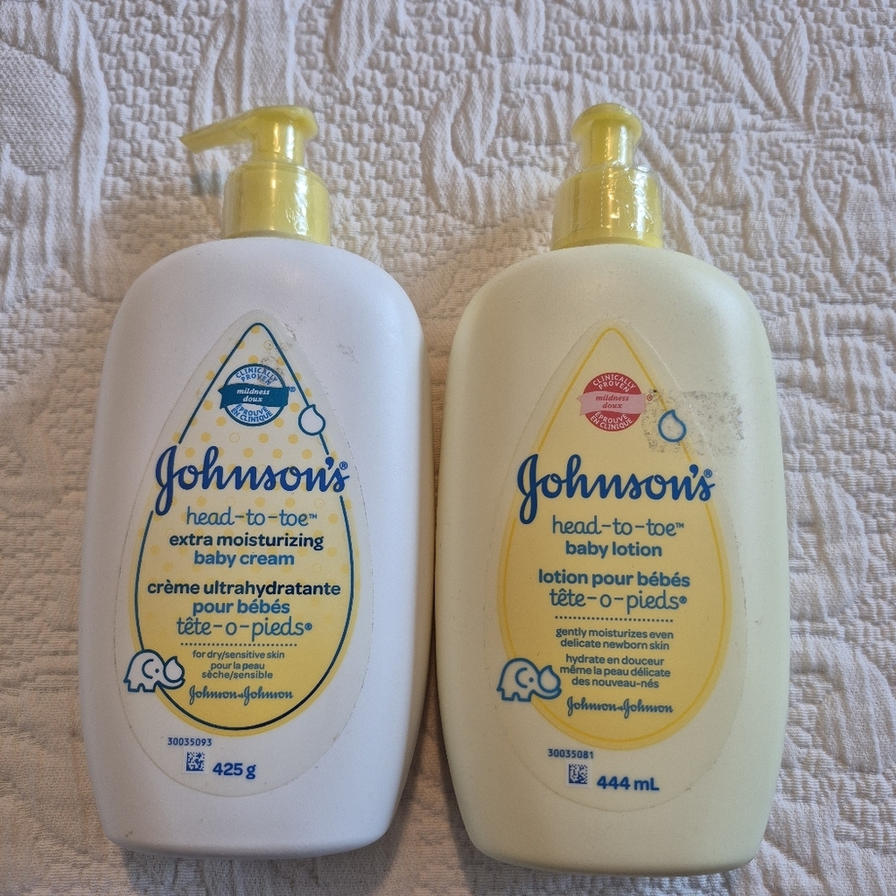 Johnson's Head to Toe 1 baby cream 425g 1 baby lotion 444ml both sealed NEW